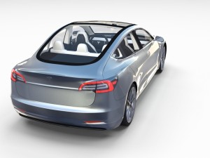tesla model 3 silver with interior 3D Model