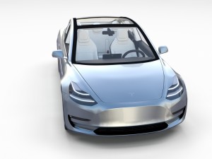 tesla model 3 silver with interior 3D Model