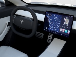 tesla model 3 silver with interior 3D Model
