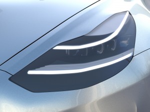 tesla model 3 silver with interior 3D Model
