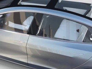 tesla model 3 silver with interior 3D Model