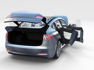 tesla model 3 silver with interior 3D Model