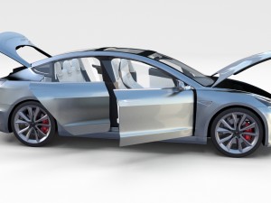 tesla model 3 silver with interior 3D Model