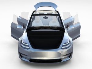 tesla model 3 silver with interior 3D Model