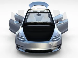 tesla model 3 silver with interior 3D Model