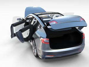 tesla model 3 silver with interior 3D Model