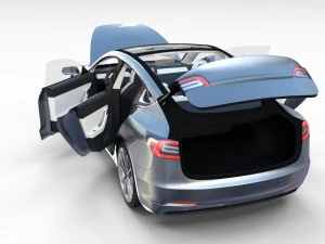 tesla model 3 silver with interior 3D Model