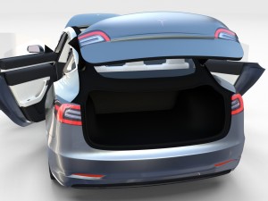 tesla model 3 silver with interior 3D Model