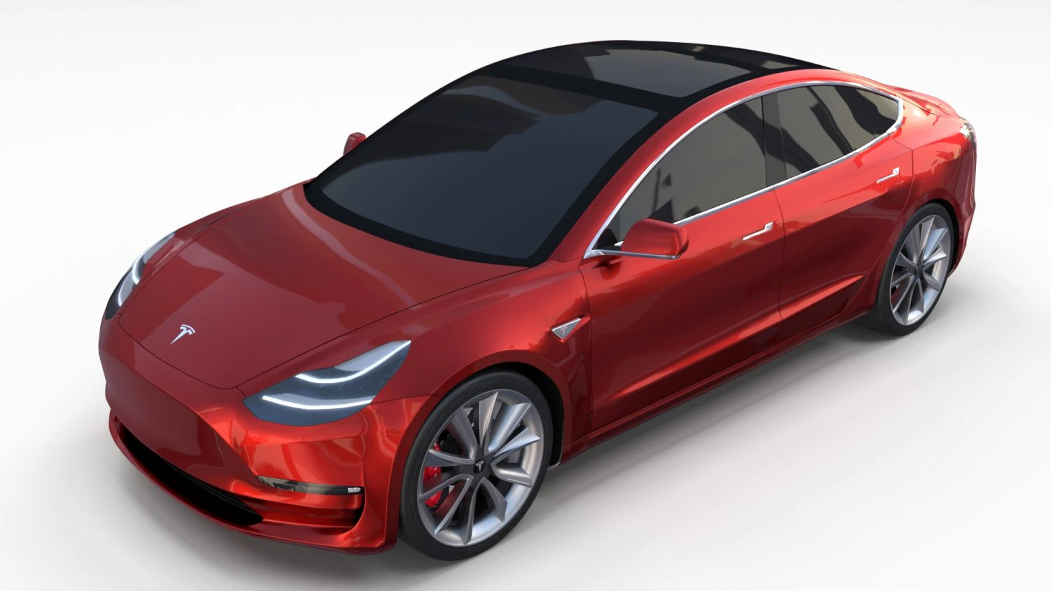 tesla model 3 red 3D Model .c4d .max .obj .3ds .fbx .stl .blend 