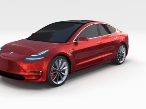 tesla model 3 red Model 3D