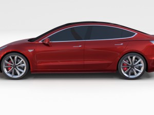 tesla model 3 red Model 3D
