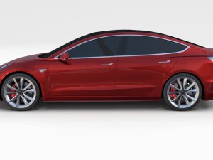 tesla model 3 red 3D Model