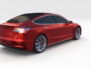 tesla model 3 red Model 3D