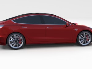 tesla model 3 red Model 3D