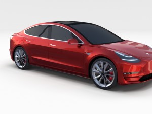 tesla model 3 red Model 3D