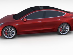 tesla model 3 red Model 3D
