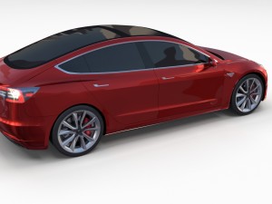 tesla model 3 red Model 3D