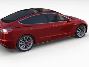 tesla model 3 red 3D Model