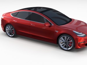 tesla model 3 red Model 3D