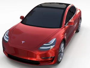 tesla model 3 red 3D Model