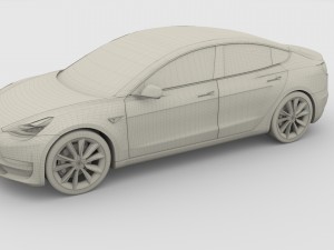 tesla model 3 red Model 3D