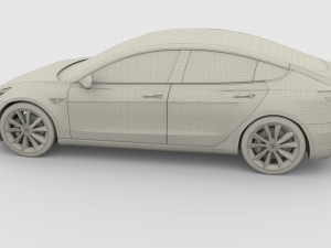 tesla model 3 red Model 3D