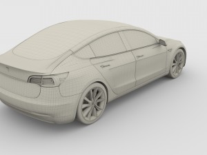 tesla model 3 red Model 3D