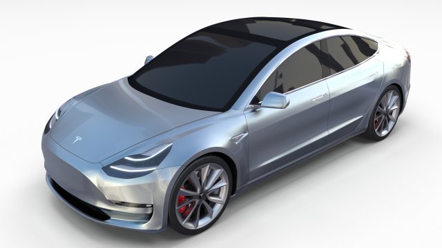tesla model 3 silver Model 3D .c4d .max .obj .3ds .fbx .stl .blend 