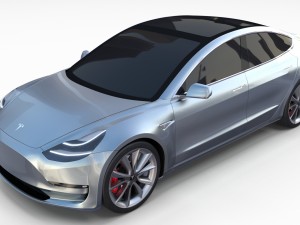 tesla model 3 silver 3D Model
