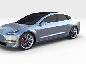 tesla model 3 silver Model 3D