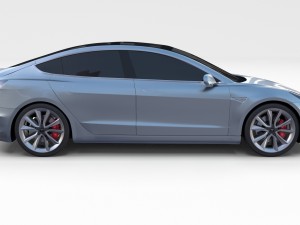 tesla model 3 silver Model 3D