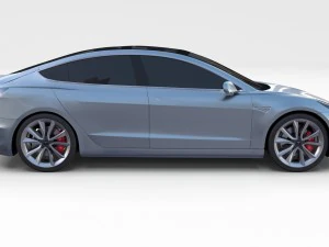 테슬라 모델 3 실버 3D 모델