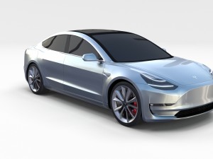 tesla model 3 silver Model 3D