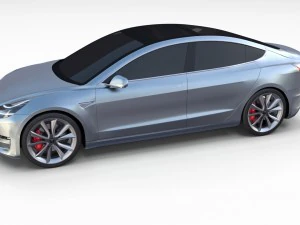 테슬라 모델 3 실버 3D 모델