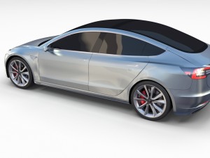 tesla model 3 silver Model 3D
