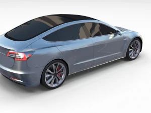 테슬라 모델 3 실버 3D 모델