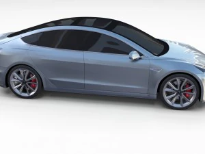 테슬라 모델 3 실버 3D 모델