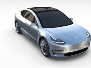 테슬라 모델 3 실버 3D 모델