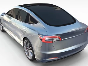 테슬라 모델 3 실버 3D 모델