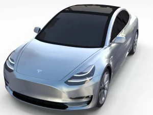 테슬라 모델 3 실버 3D 모델