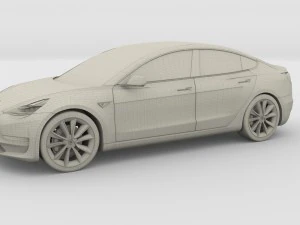 테슬라 모델 3 실버 3D 모델