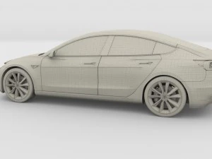 테슬라 모델 3 실버 3D 모델