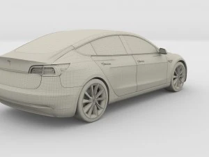 테슬라 모델 3 실버 3D 모델