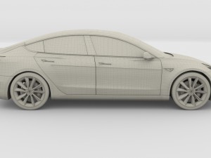 tesla model 3 silver Model 3D