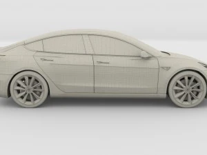 테슬라 모델 3 실버 3D 모델