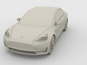 테슬라 모델 3 실버 3D 모델