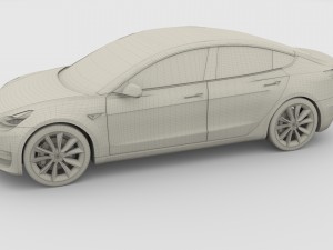 tesla model 3 silver Model 3D