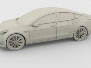 테슬라 모델 3 실버 3D 모델