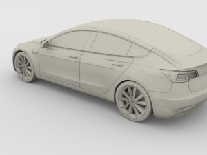tesla model 3 silver Model 3D
