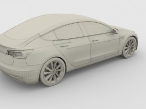 tesla model 3 silver Model 3D